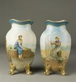 Lot 706:
Pr. Of Hand Painted Sevres Style Porcelain Vases