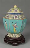Lot 781:
A Fine Chinese Famille Rose Tea Jar & Cover