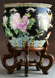 6. CHINESE FAMILLE NOIRE REPUBLIC PERIOD PORCELAIN FISH BOWL.