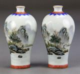 14. PR. CHINESE REPUBLIC PERIOD FAMILLE ROSE PORCELAIN VASES.