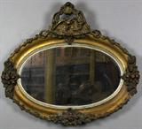 37. FRENCH EMPIRE GILTWOOD MIRROR.