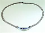 67. 18KT GOLD, DIAMOND AND SAPHIRE NECKLASS.