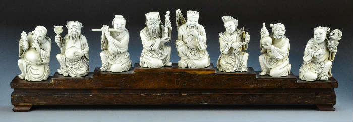 6.	Chinese Qing Carved Ivory Eight Immortals