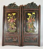 27. Pr. Japanese Meiji Wood Ni-O Temple Guardian Doors