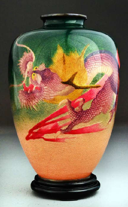 25.	Japanese Cloisonné Dragon Vase - Meiji Period
