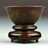 29. Chinese Carved Rhino Horn Cup On Stand