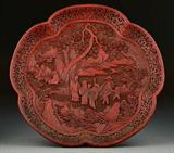 32. Chinese Qing Carved Cinnabar Lotus Plate