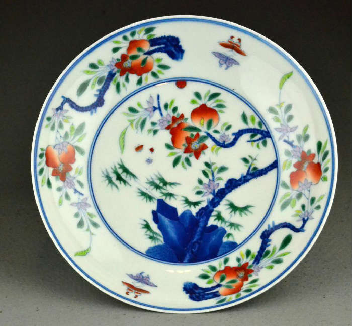 37.	A Rare Chinese Doucai Butterfly And Peach Bowl