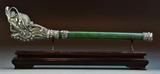 52. A Fine Tibetin Jade And Silver Mounted Trumpet