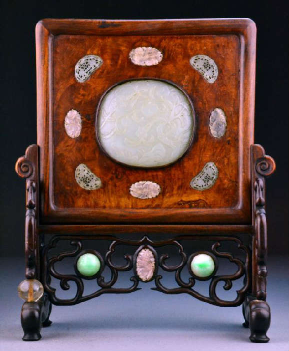 51.	Chinese Qing Jade Inlaid Table Screen