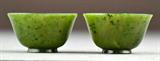 55. Pr. Chinese Qing Spinach Jade Wine Cups
