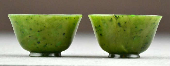 55.	Pr. Chinese Qing Spinach Jade Wine Cups