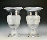 15. Pair Baccarat Crystal Campana Urns