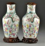 43. Pr. Chinese Qing Famille Rose Porcelain Vases
