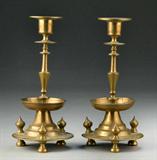 55. Pair of Russian Brass Candlestands