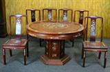 61. 7 Piece Chinese Inlaid MOP Rosewood Dinning Set