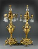 17. Pr. Of Fine Neoclassical Gilt Metal Six Light Candelabra