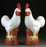 17. Pr. Chinese Republic Period Porcelain Roosters