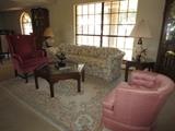 Ethan Allen sofa and upholstered chairs, Chinese rug