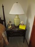 Ethan Allen night stand, Asian lamp