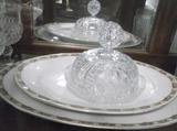 Butter dish and porcelain serving platters