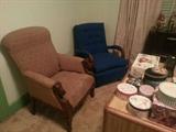 Rare figural parlor chair & vintage recliner/lounger