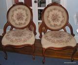 Two Petit Point Cherry Chairs