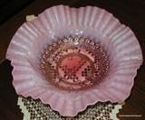 Fenton opalescent cranberry bowl