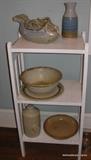 Studio Pottery items, watt bowl at bottom with pottery  warmer