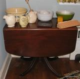 Mahogany Dropside Table , Watt 12 inch bowl, Red Wing oob White  Quail pitcher, McCoy and more