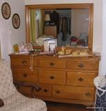 Kroehler dresser with mirror, pyrolin dresser set, Heisey dresser mirror and more