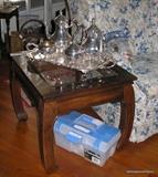 Henredon table with Gorham Tea Service on top