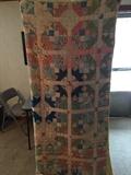 Well Loved Antique Hand Stitched Quilt 