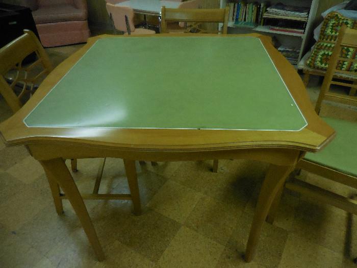 Mid Century Folding Card table, with 4 Side Chairs