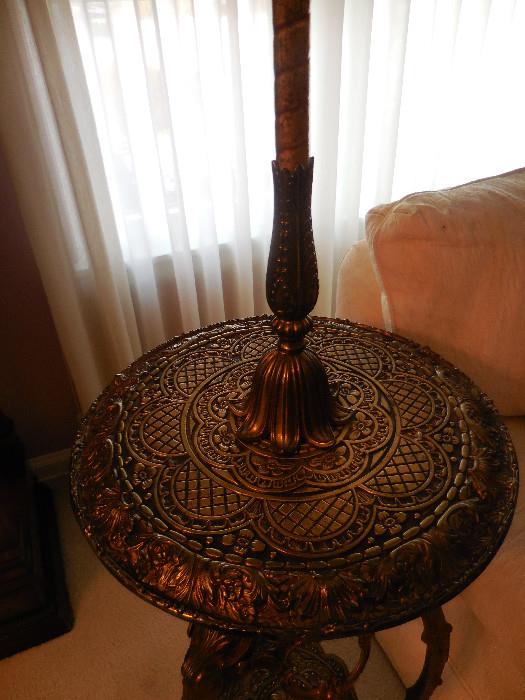 Metal Ornate Table Lamp,Silk Shade