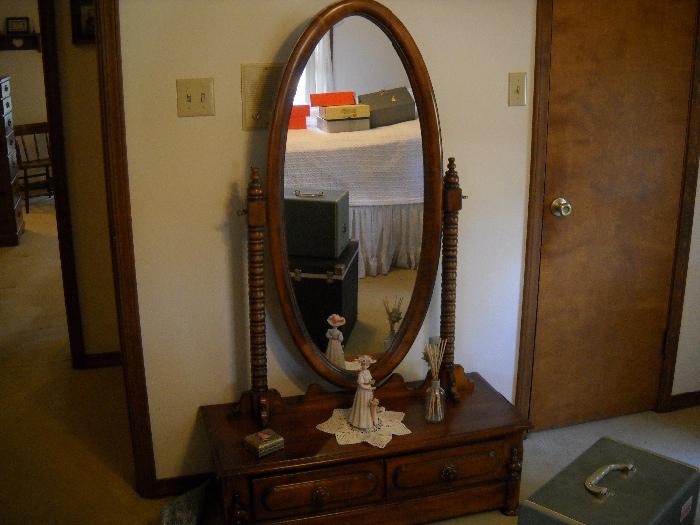 Cheval Mirror on Drawers.