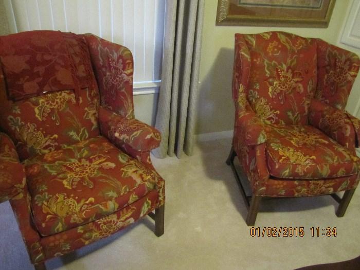 Beautiful Pair of Wingback Chairs