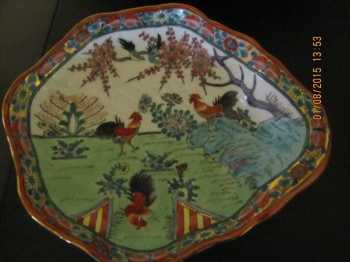 Antique Signed Chinese Plate Rare Shape