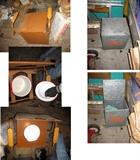 Vintage port-a-potty and Milk containers