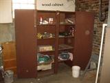 Wood cabinet, on left - dolly