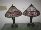 two faux Tiffany lamps