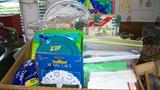 assorted paper napkins, paper plates, paper doilies