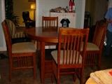 Oak round dining table with 4 chairs
