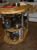Kitchen island, pots and pans not included