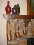 Copper measure pots and wooden vases