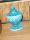 Large hobnail Fenton covered dish