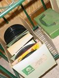 Large box of nearly 100 old 45 RPM records