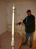 Jim (from Thumbs Up!) modeling the canopy bed parts :)