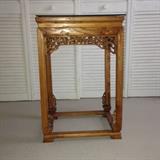 Antique Chinese End Table with Floral Design.
