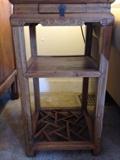 Antique Chinese End Table with Rare Drawer and Bottom Shelf